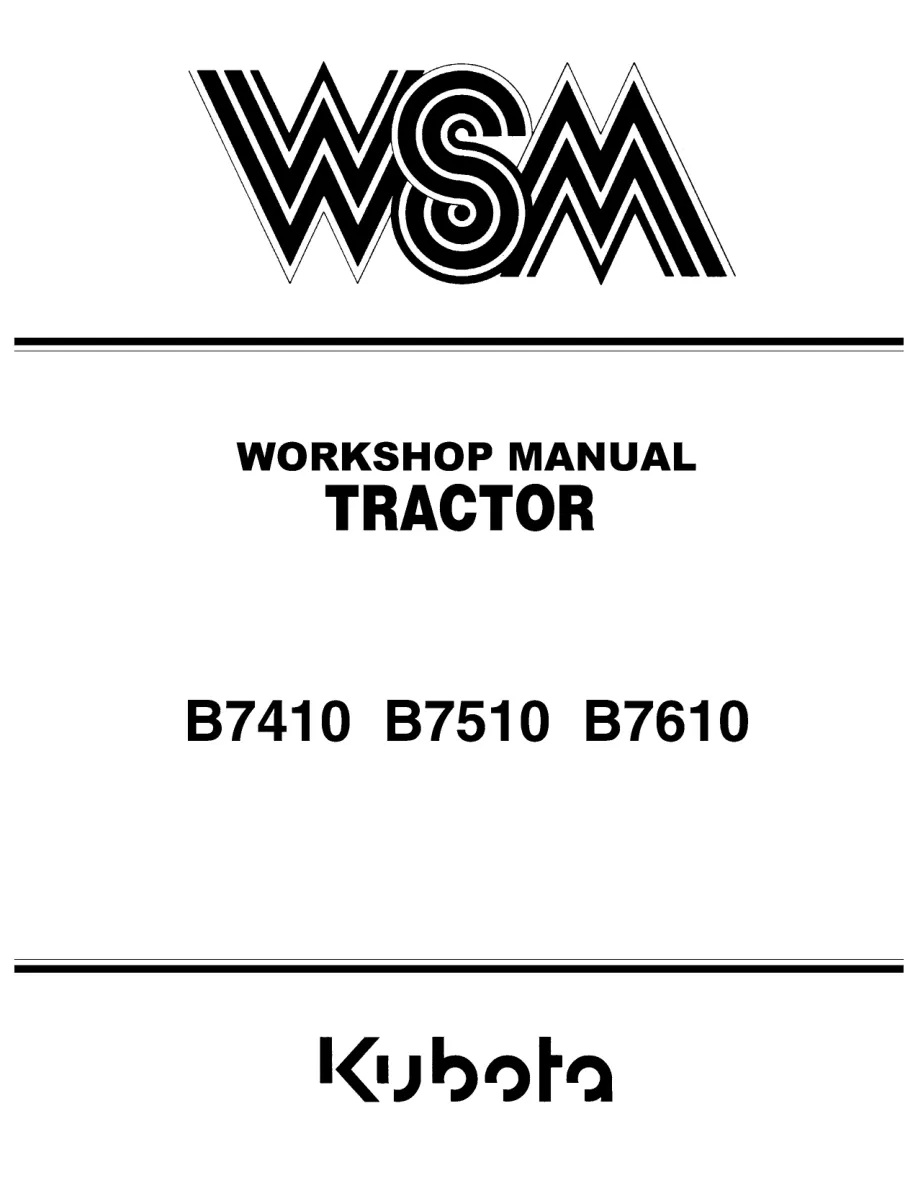 Kubota B7410 B7510 B7610 Tractor Service & Repair Manual preview page 1