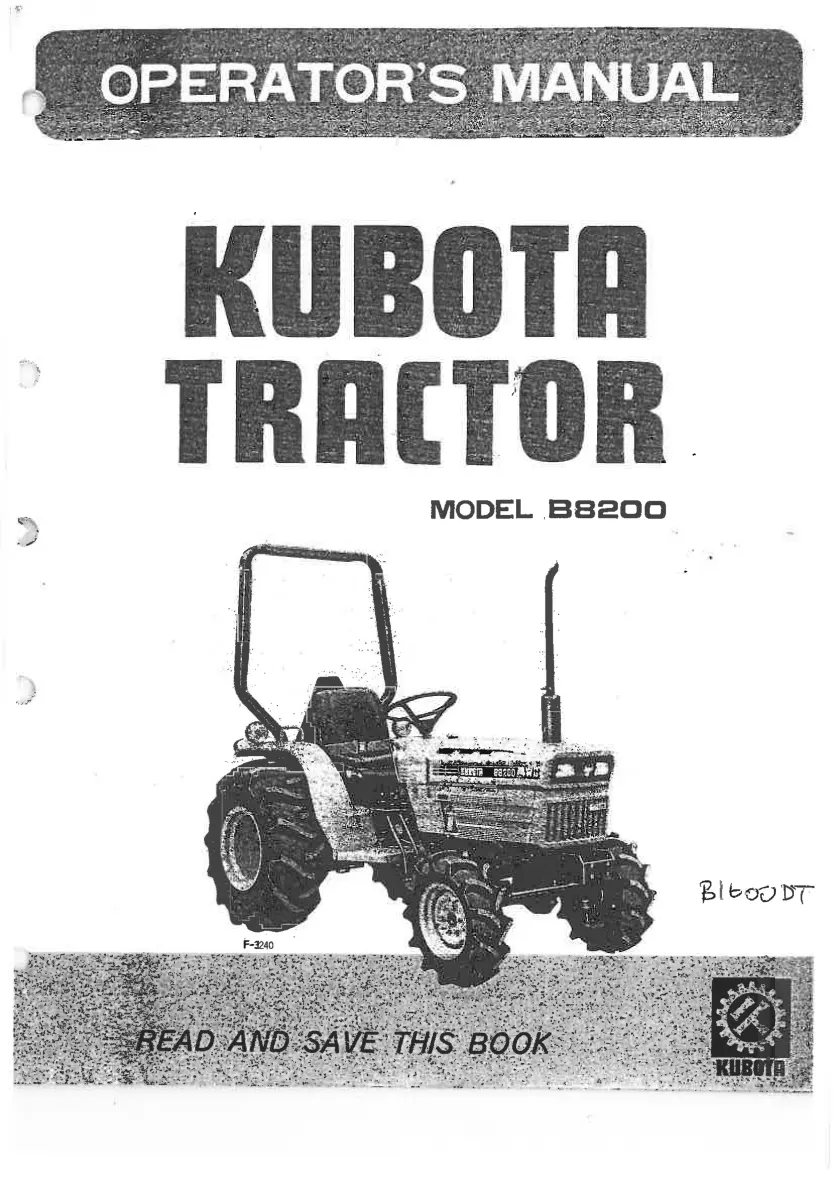 Kubota B8200 Tractor Operator's Manual preview page 1