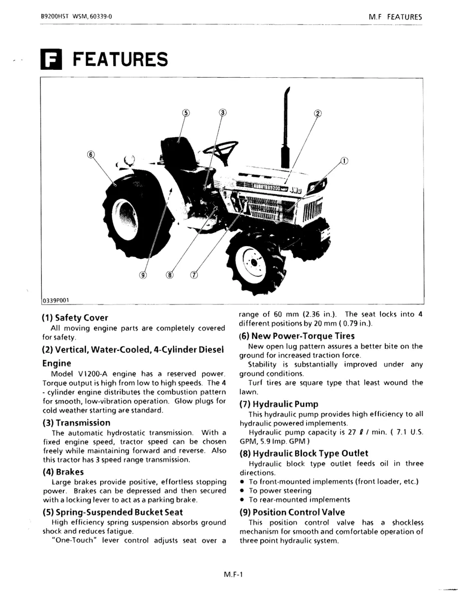 Kubota B9200HST B9200DC Tractor Service & Repair Manual preview page 4