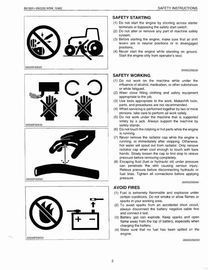 Kubota BX1800 BX2200 Tractor Service & Repair Manual preview page 3