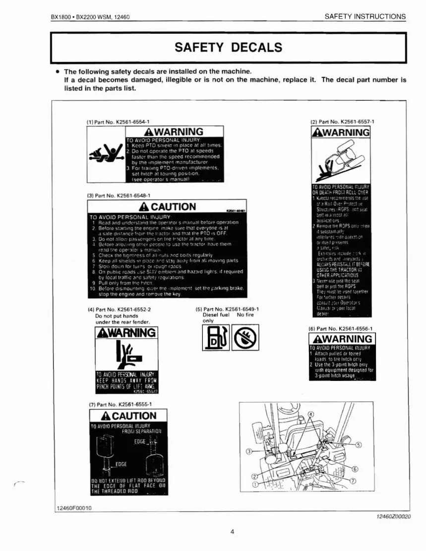 Kubota BX1800 BX2200 Tractor Service & Repair Manual preview page 5