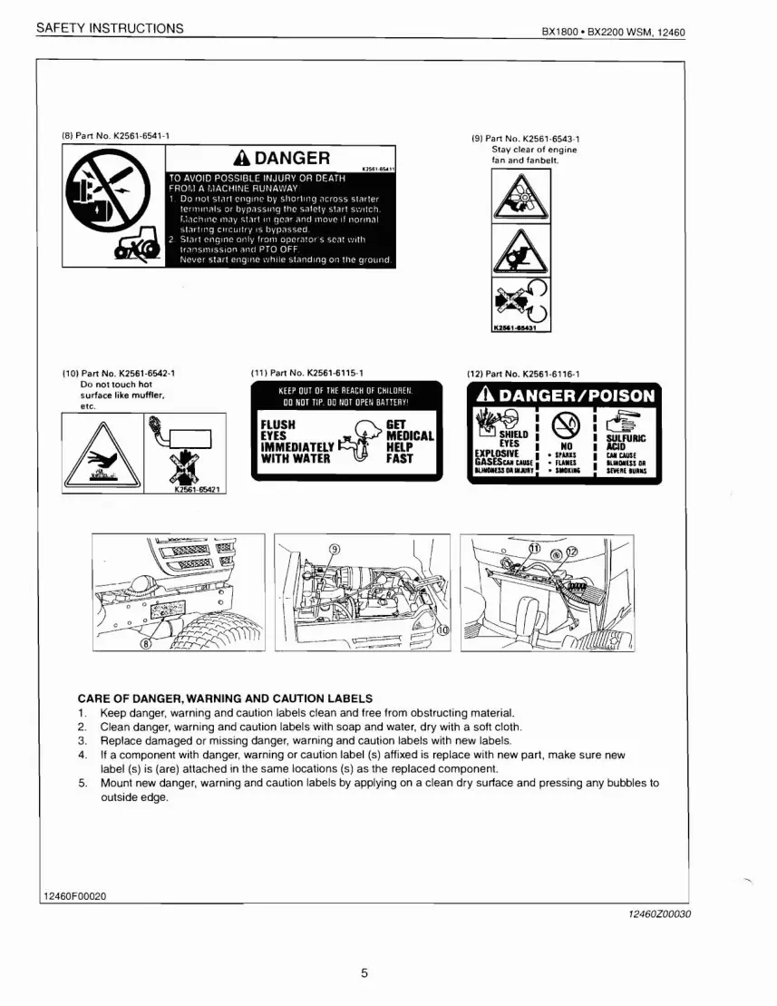 Kubota BX1800 BX2200 Tractor Service & Repair Manual preview page 6