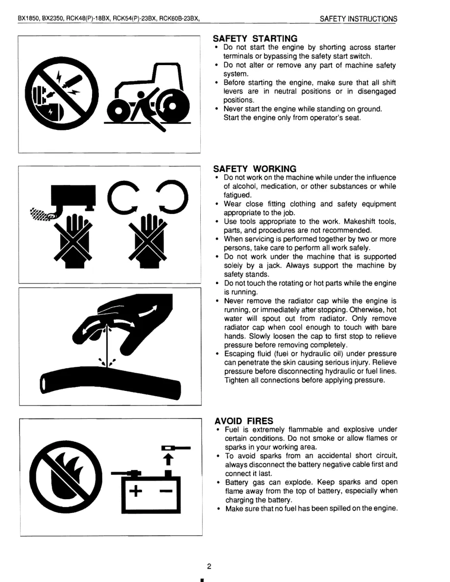 Kubota Bx1850 Tractor Service & Repair Manual preview page 2