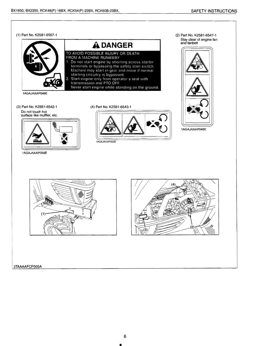 Kubota Bx1850 Tractor Service & Repair Manual preview page 6