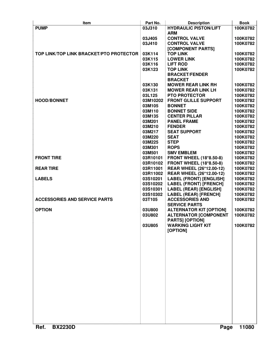 Kubota BX2230D Tractor Parts Manual preview page 5