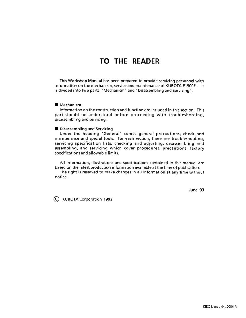 Kubota F1900 F1900E Tractor Service & Repair Manual preview page 2