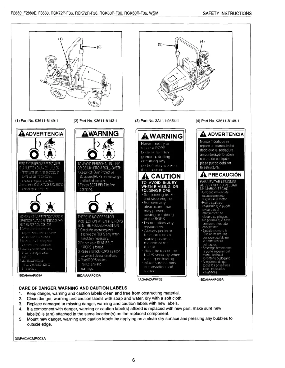 Kubota F2880 F2880E F3680 RCK Front CUT Mower Service & Repair Manual preview page 6