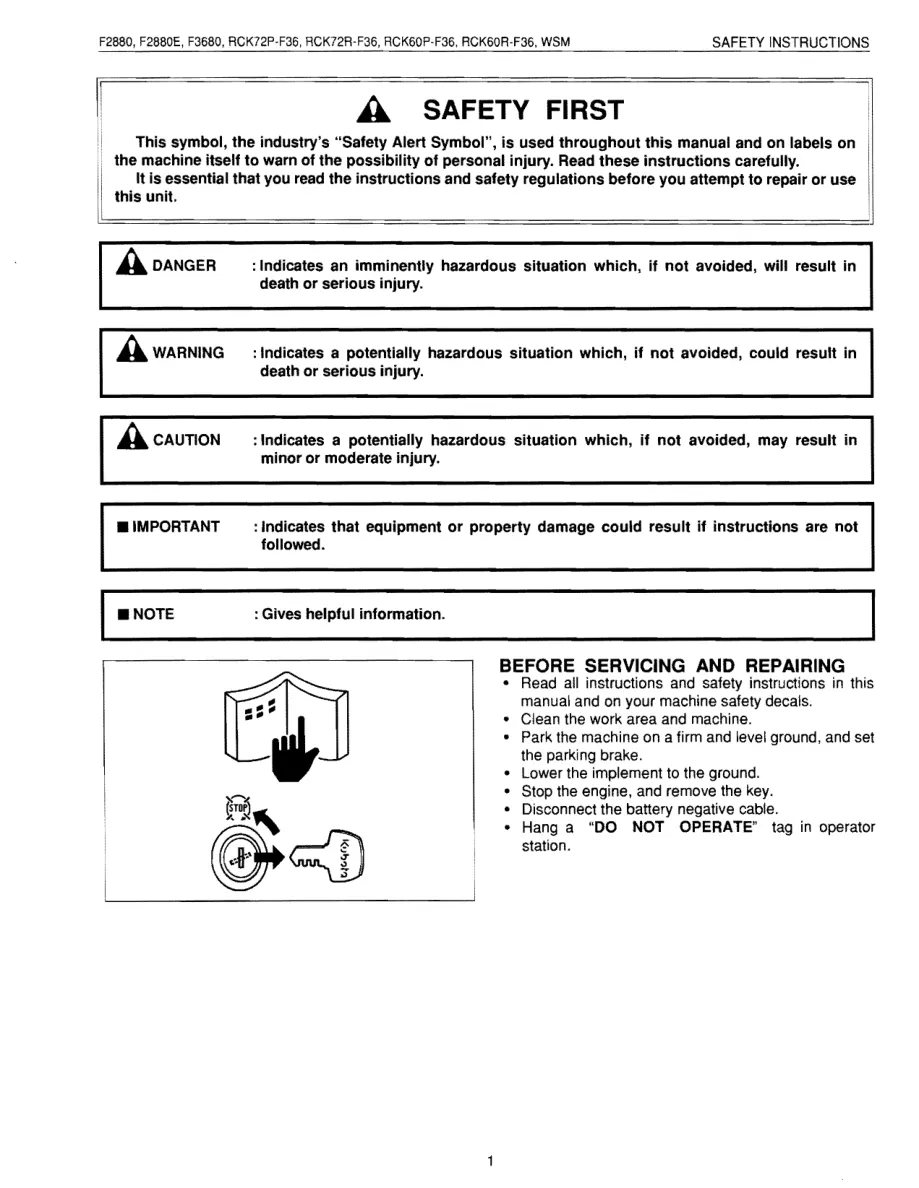 Kubota F2880 F3680 Riding Mower Service & Repair Manual Set preview page 1