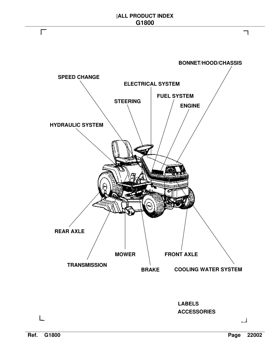 Kubota G1800-S Riding Mower Parts Manual preview page 2