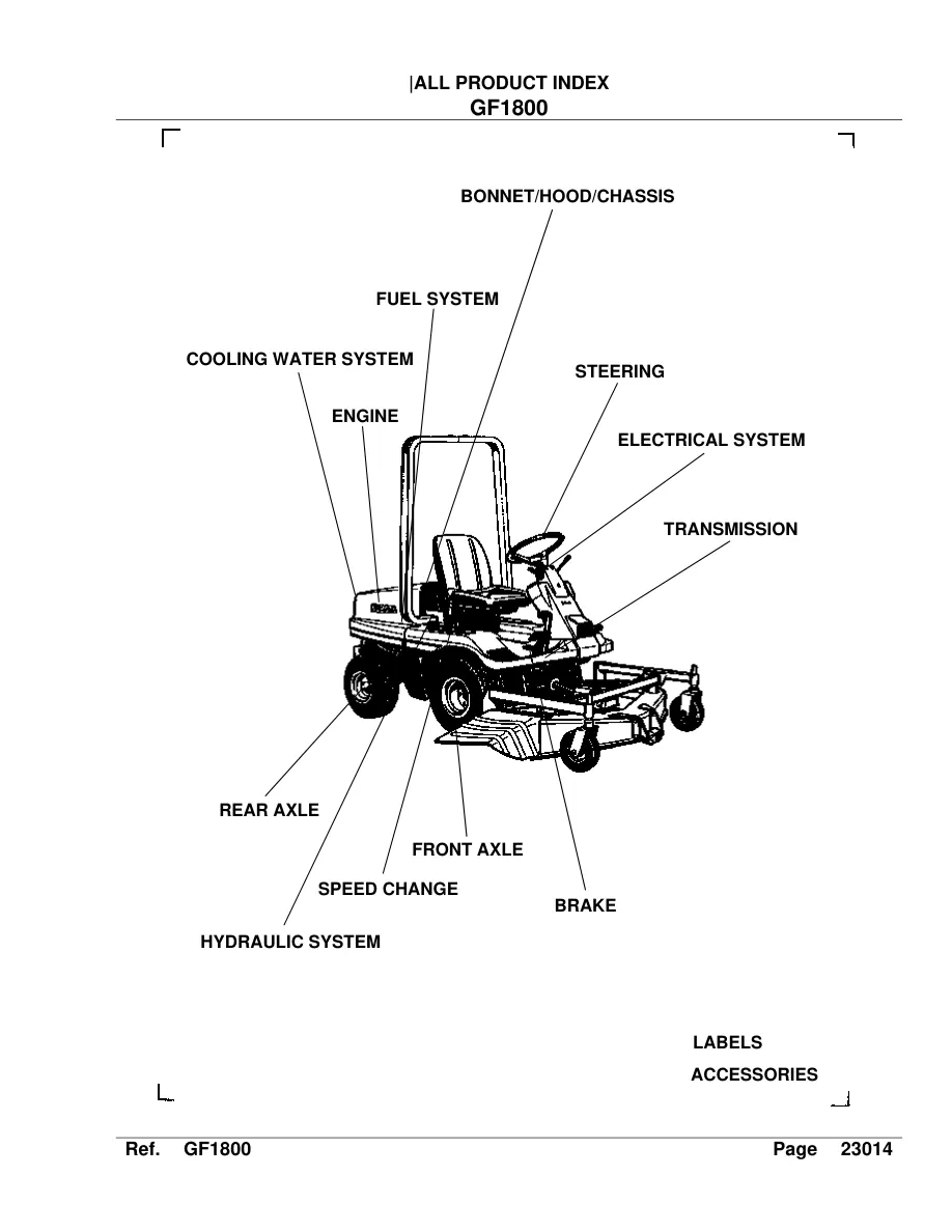 Kubota GF1800 Riding Mower Parts Manual preview page 2