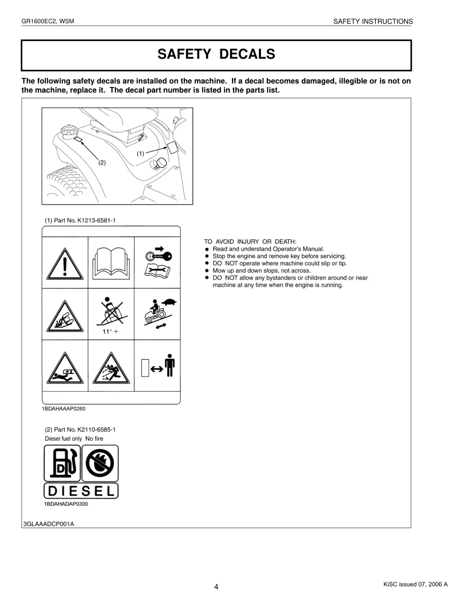 Kubota GR 1600 GR1600 Riding Mower Service & Repair Manual preview page 6