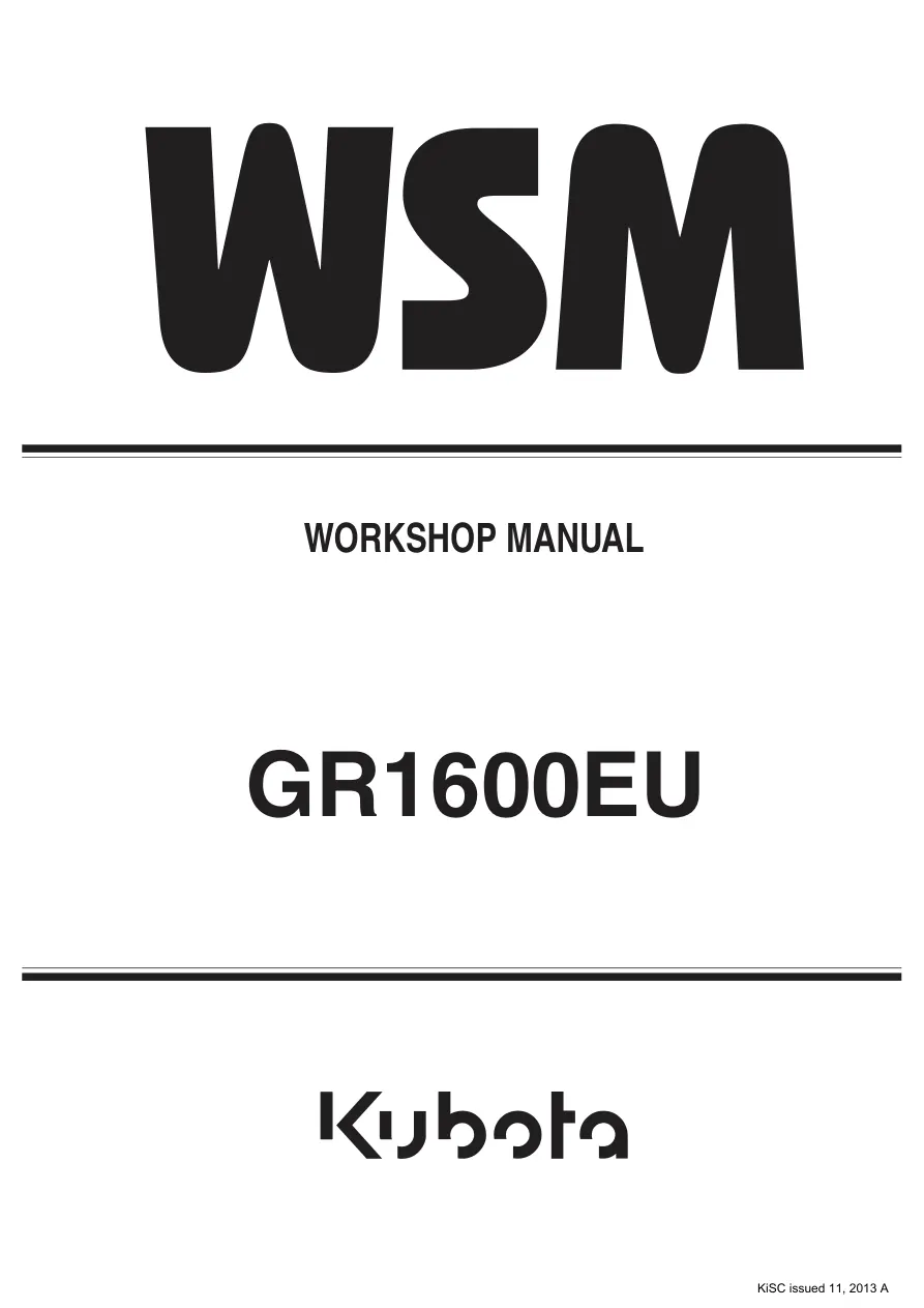 Kubota GR1600ID Riding Mower Service & Repair Manual preview page 1