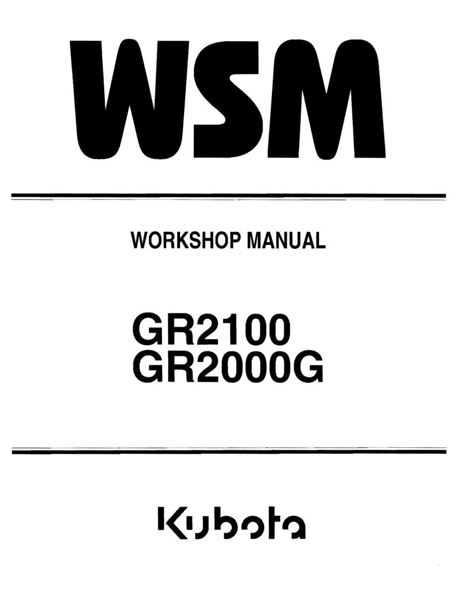 Kubota GR2100 Tractor Service & Repair Manual preview page 1
