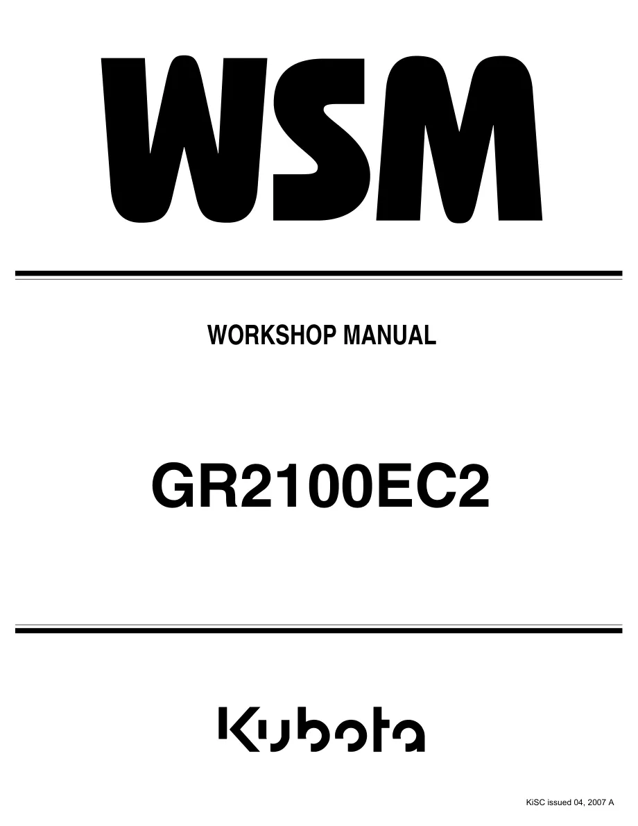 Kubota GR2100EC2 Lawn Tractor Service & Repair Manual preview page 1
