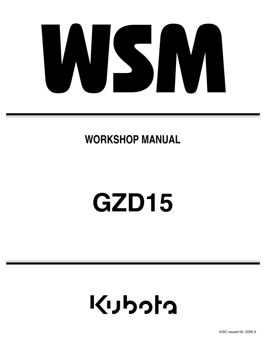 Kubota GZD15 Zero Turn Mower Lawnmower Service & Repair Manual preview page 1