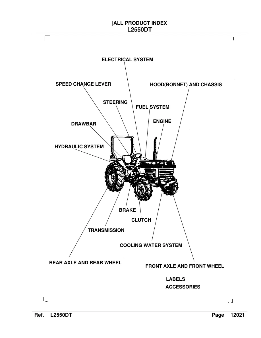 Kubota L2550 DT Tractor Parts Manual preview page 1