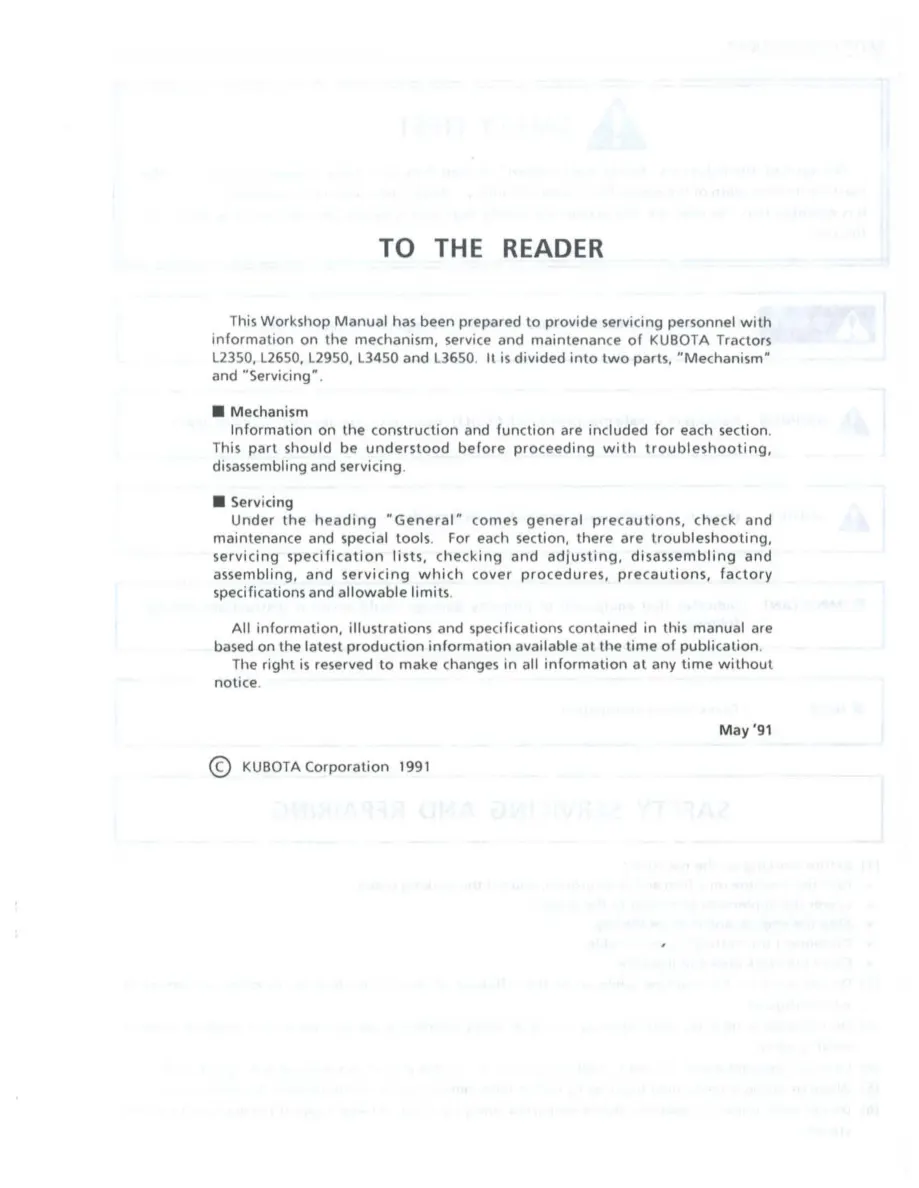 Kubota L2650GST Tractor Service & Repair Manual preview page 3