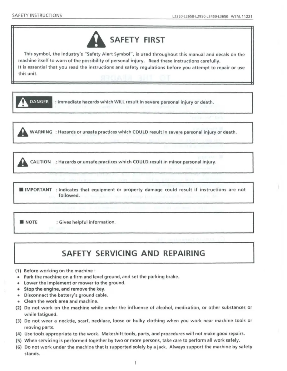 Kubota L2650GST Tractor Service & Repair Manual preview page 4