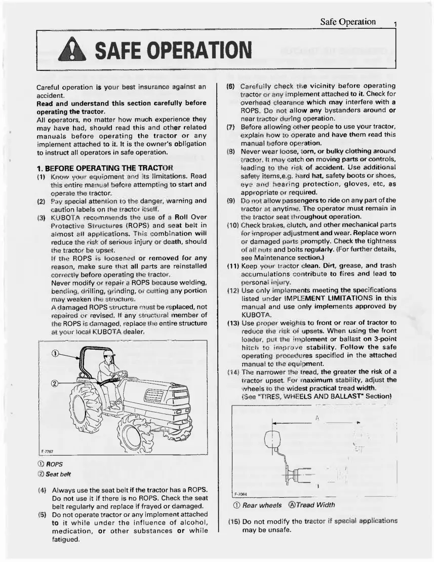 Kubota L2900 L3300 L3600 L4200 Tractor Operator's Manual preview page 6