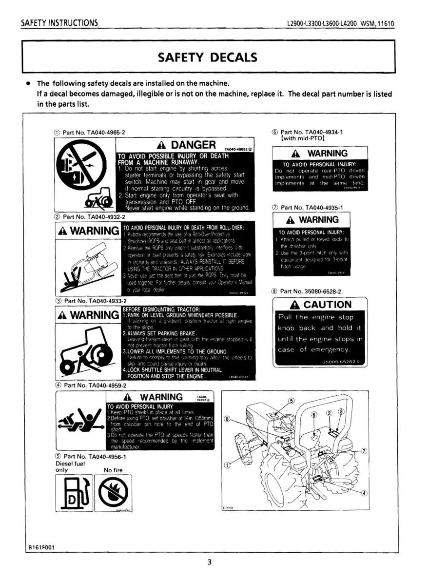 Kubota L2900 L3300 L3600 L4200 Tractor Service & Repair Manual preview page 3