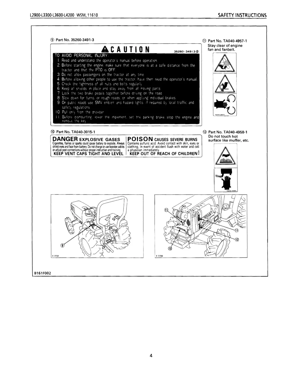 Kubota L2900 L3300 L3600 L4200 Tractor Service & Repair Manual preview page 4