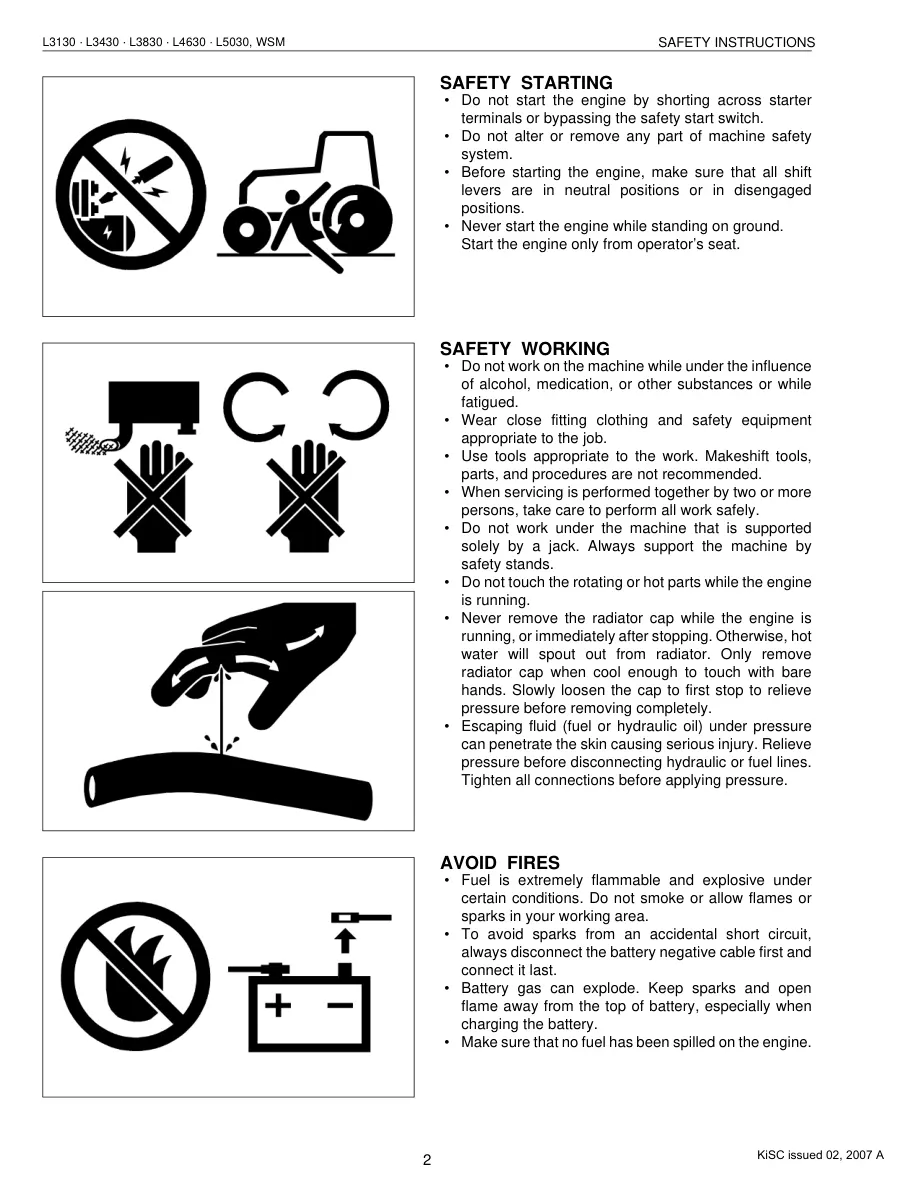 Kubota L3130 Tractor Service & Repair Manual preview page 4
