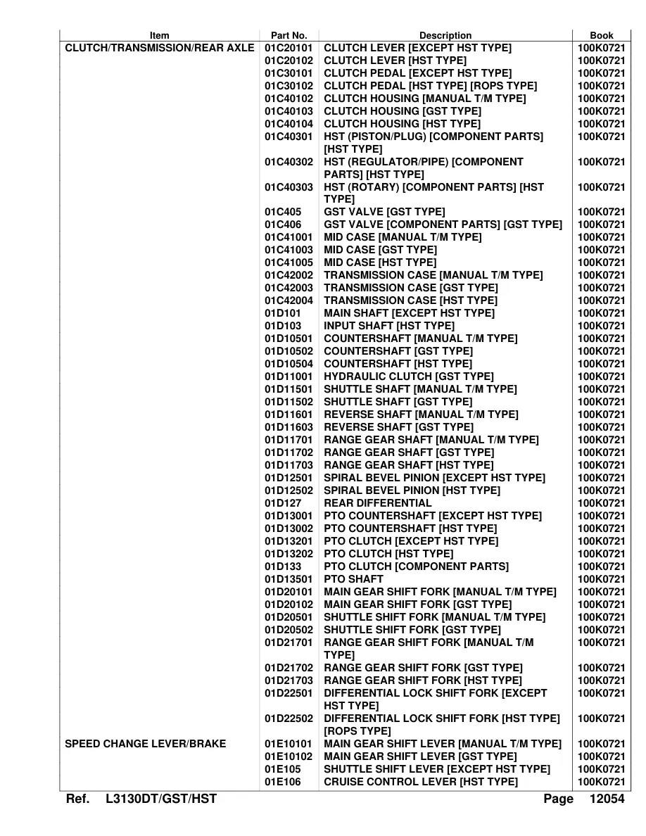 Kubota L3130DT L3130GST L3130HST Tractor Parts Manual preview page 4