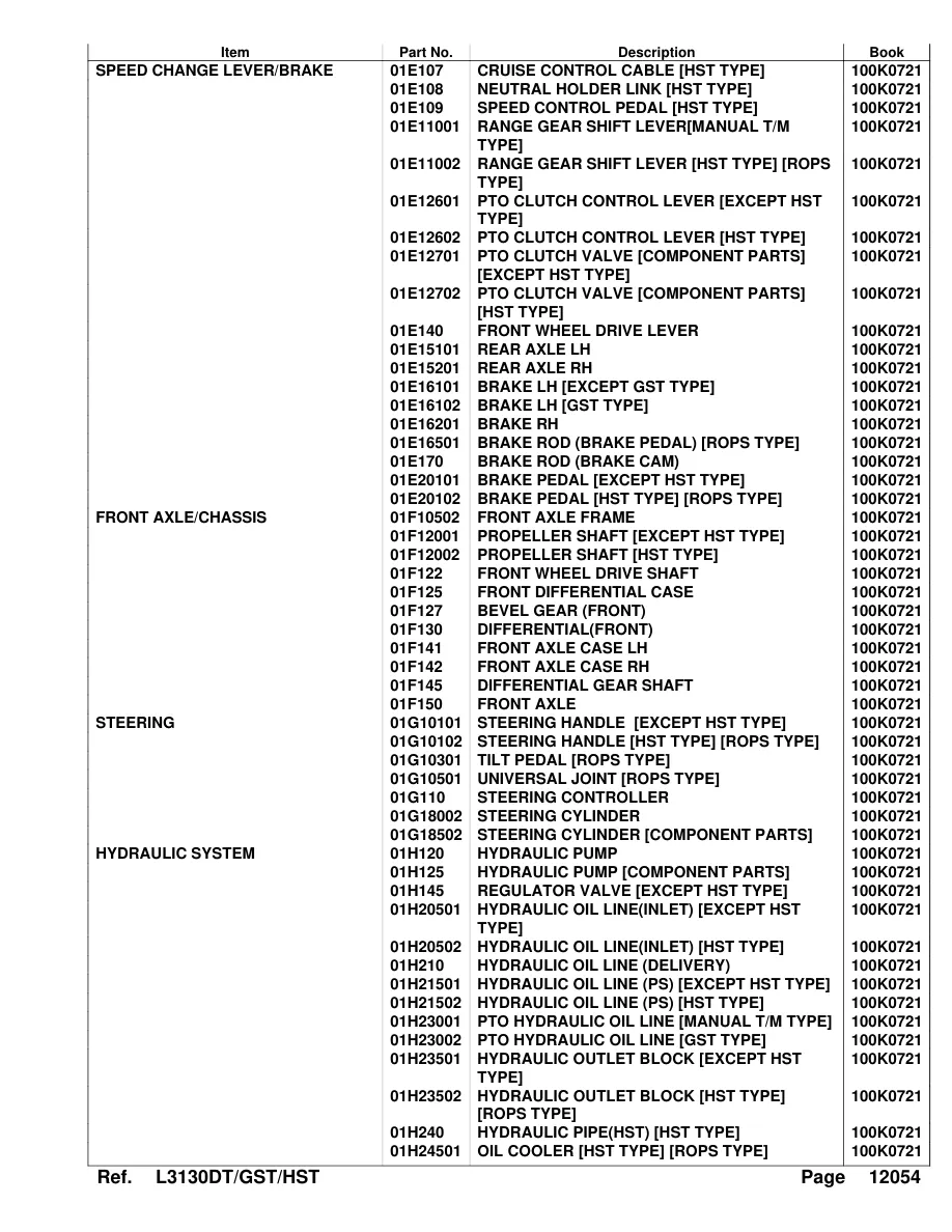 Kubota L3130DT L3130GST L3130HST Tractor Parts Manual preview page 5