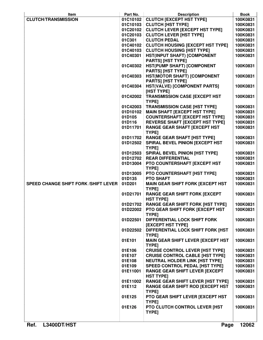 Kubota L3400DT L3400HST Tractor Parts Manual preview page 4