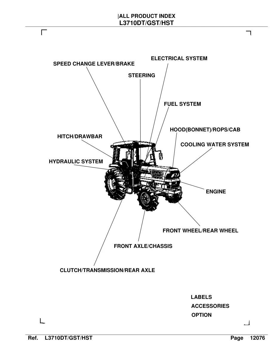 Kubota L3710 DT GST HST Tractor Parts Manual preview page 2