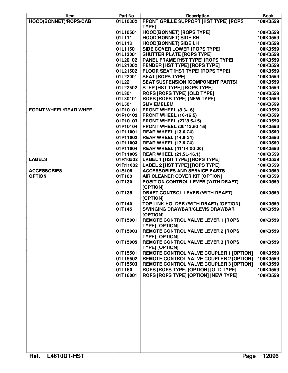 Kubota L4610DT-HST Tractor Parts Manual preview page 5