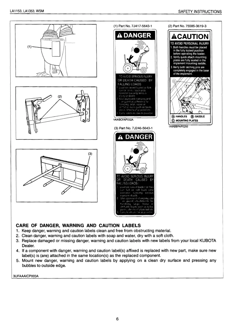 Kubota LA1153 LA1353 Front END Loader Service & Repair Manual preview page 6