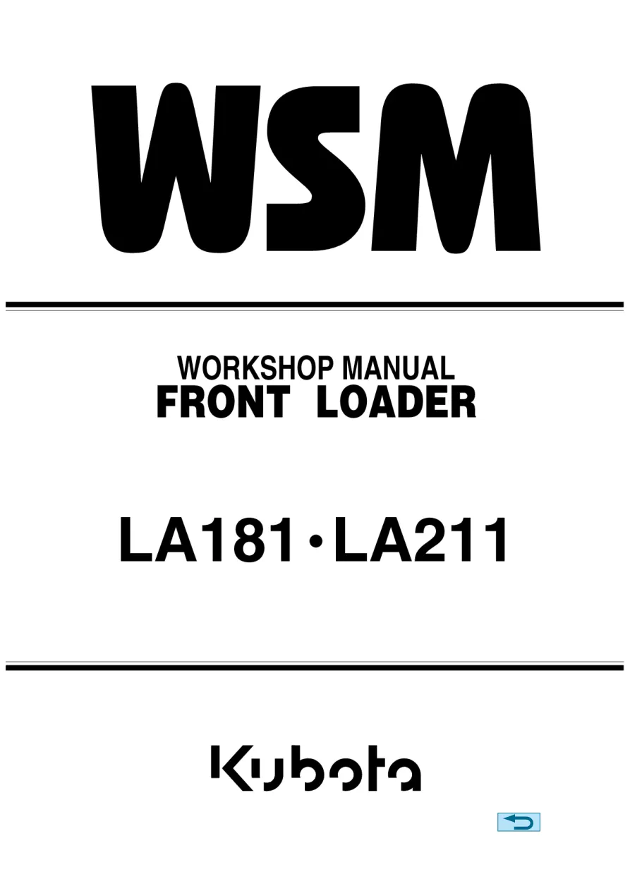 Kubota LA181 LA211 Compact Front END Loader Service & Repair Manual preview page 1