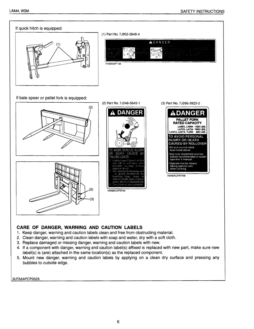 Kubota LA844 Front End Loader Service & Repair Manual preview page 6