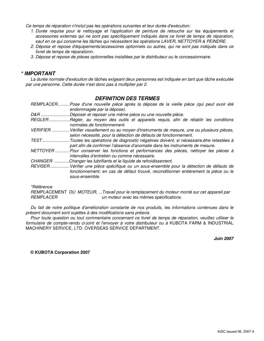Kubota M108S Tractor Flat-Rate Schedule Parts Manual preview page 5