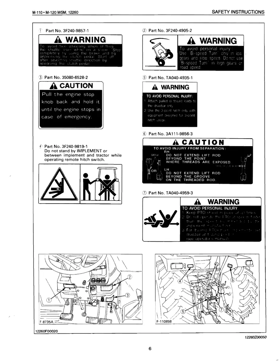 Kubota M110 M120 Tractor Service & Repair Manual preview page 6