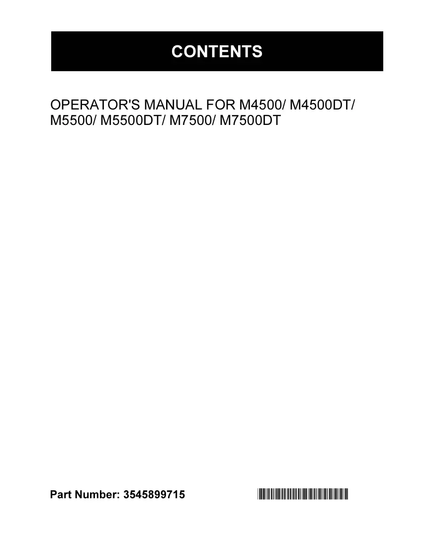 Kubota M4500 M5500 M7500 Tractor Operator's Manual preview page 1