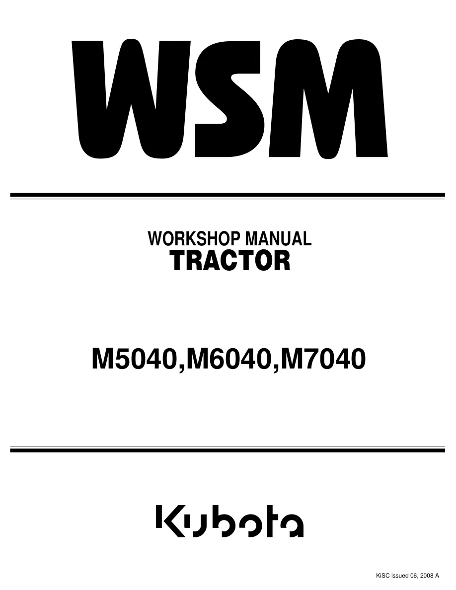 Kubota M7040 Tractor Service & Repair Manual preview page 1
