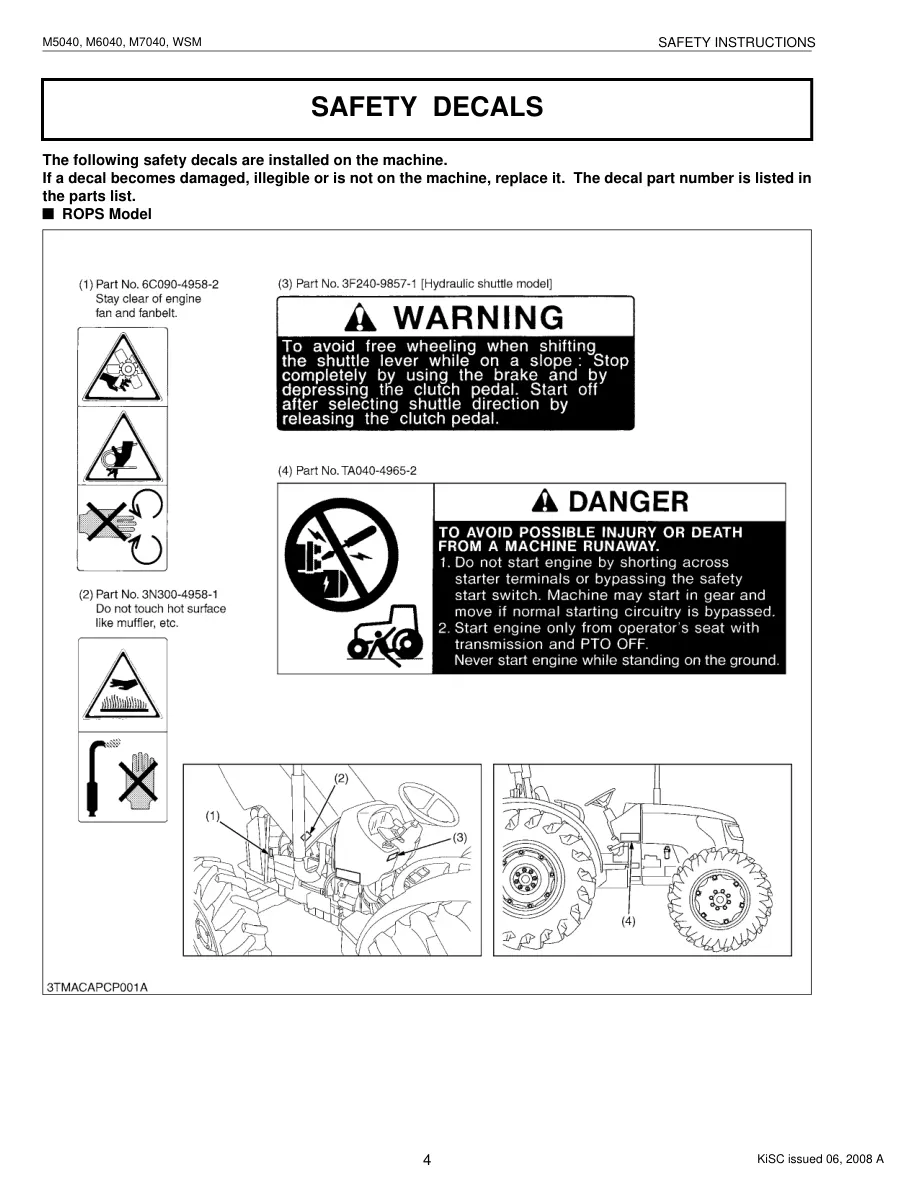 Kubota M7040 Tractor Service & Repair Manual preview page 6