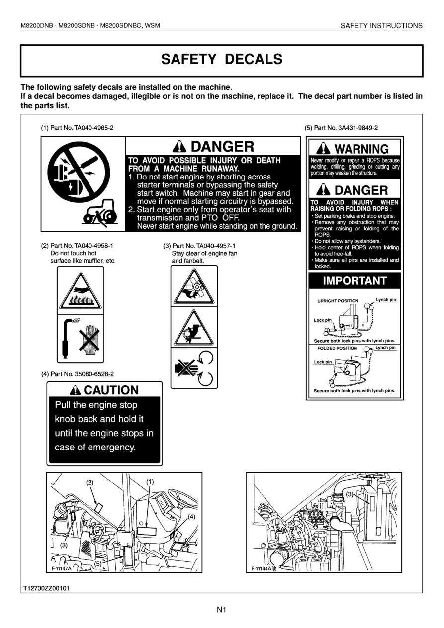 Kubota M8200DNB M8200SDNB M8200SDNBC Tractor Service & Repair Manual preview page 4