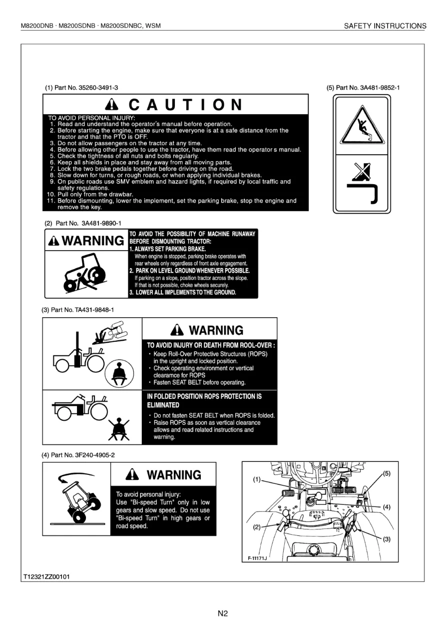 Kubota M8200DNB M8200SDNB M8200SDNBC Tractor Service & Repair Manual preview page 5