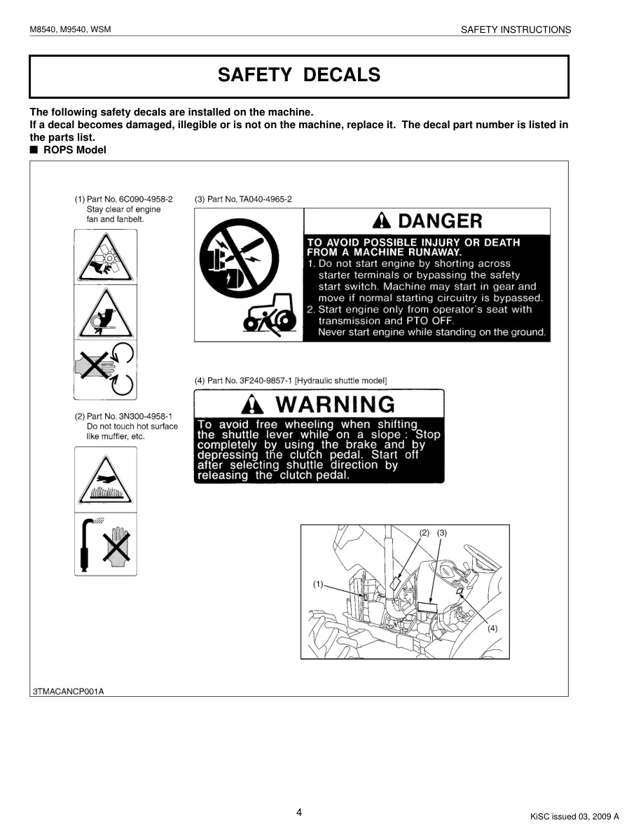 Kubota M8540 Tractor Service & Repair Manual preview page 6