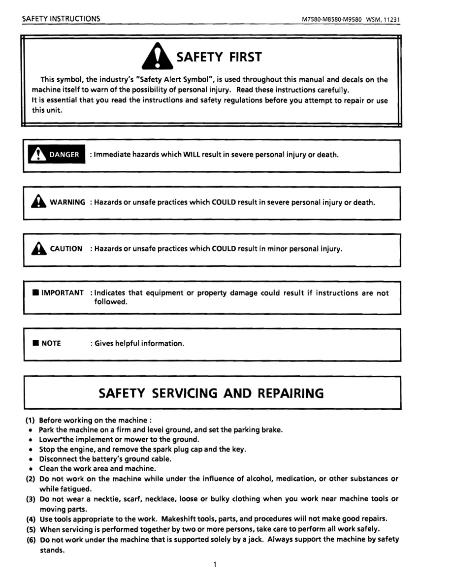 Kubota M8580 Tractor Service & Repair Manual preview page 1