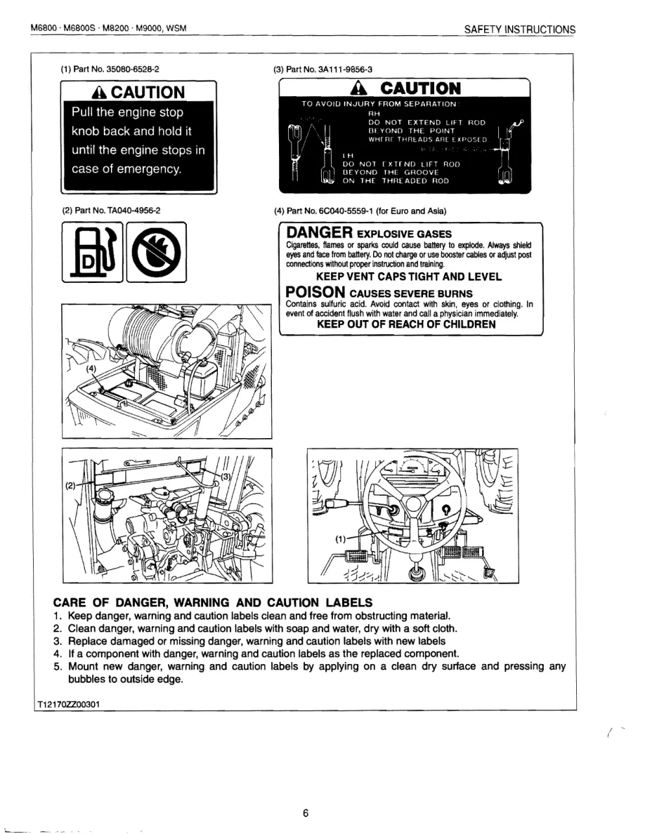 Kubota M9000 Hydraulic Shuttle Tractor Service & Repair Manual preview page 6