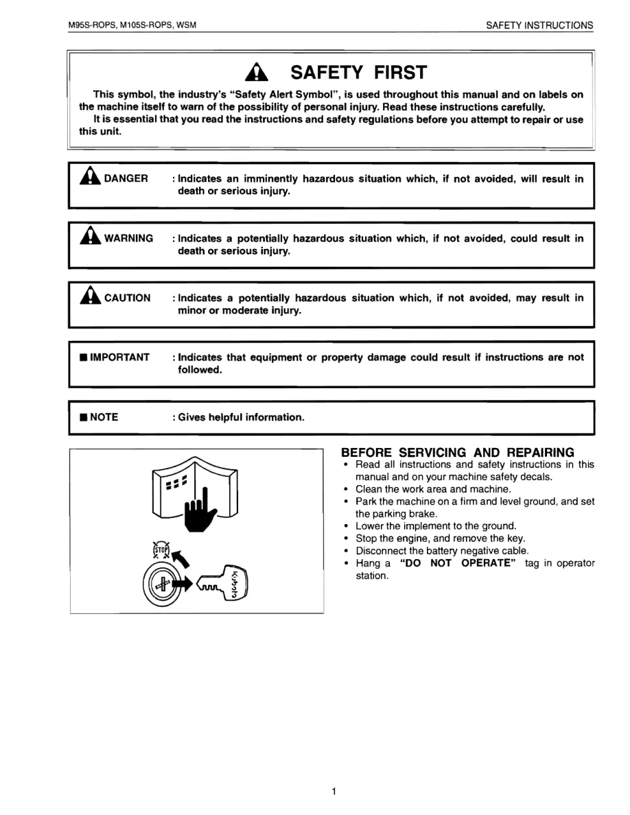Kubota M95s Tractor Service & Repair Manual preview page 1