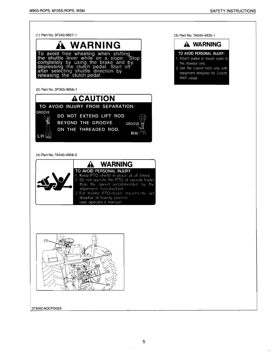 Kubota M95s Tractor Service & Repair Manual preview page 5