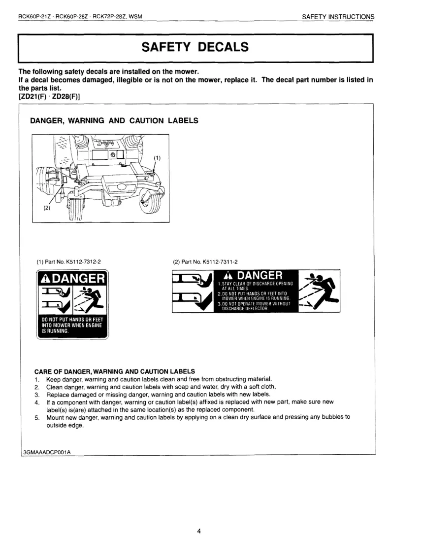 Kubota RCK60P 21Z 28Z RCK72P Rotary Mower Service & Repair Manual preview page 4
