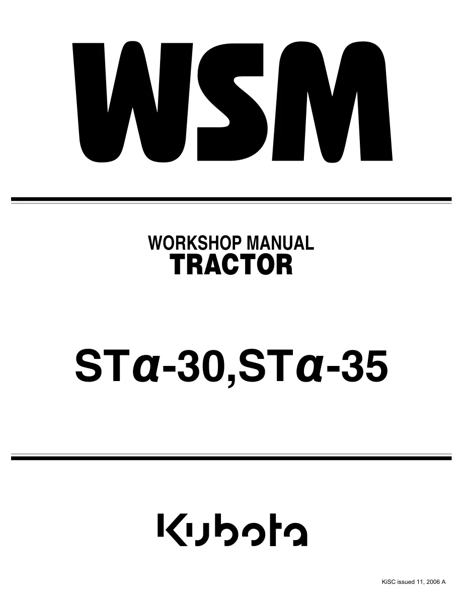 Kubota STa-30 STa-35 Tractor Service & Repair Manual preview page 1