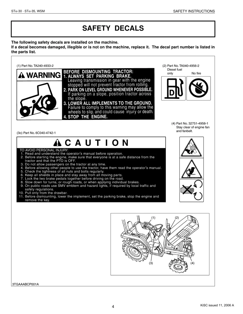 Kubota STa-30 STa-35 Tractor Service & Repair Manual preview page 6