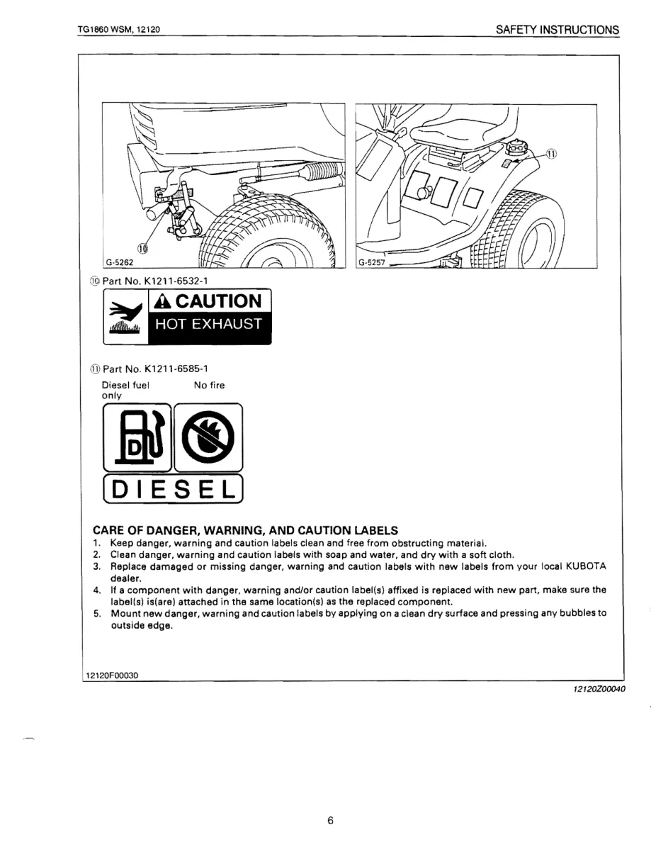 Kubota TG1860 TG1860G Tractor Service & Repair Manual preview page 5